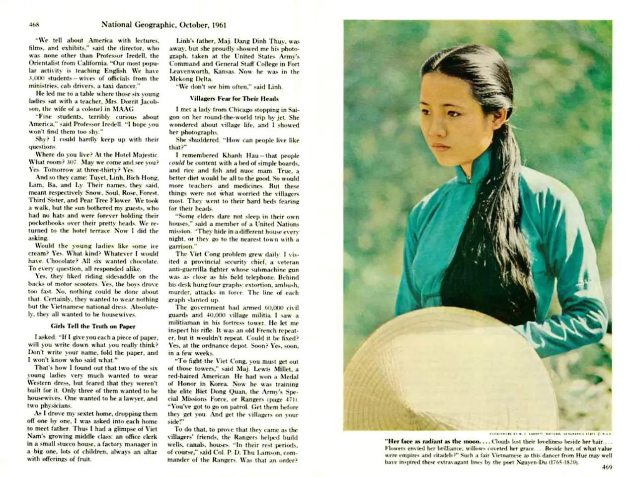 On the right side a beautiful woman is holding the hat in her hands, she wore green color t-shirt....